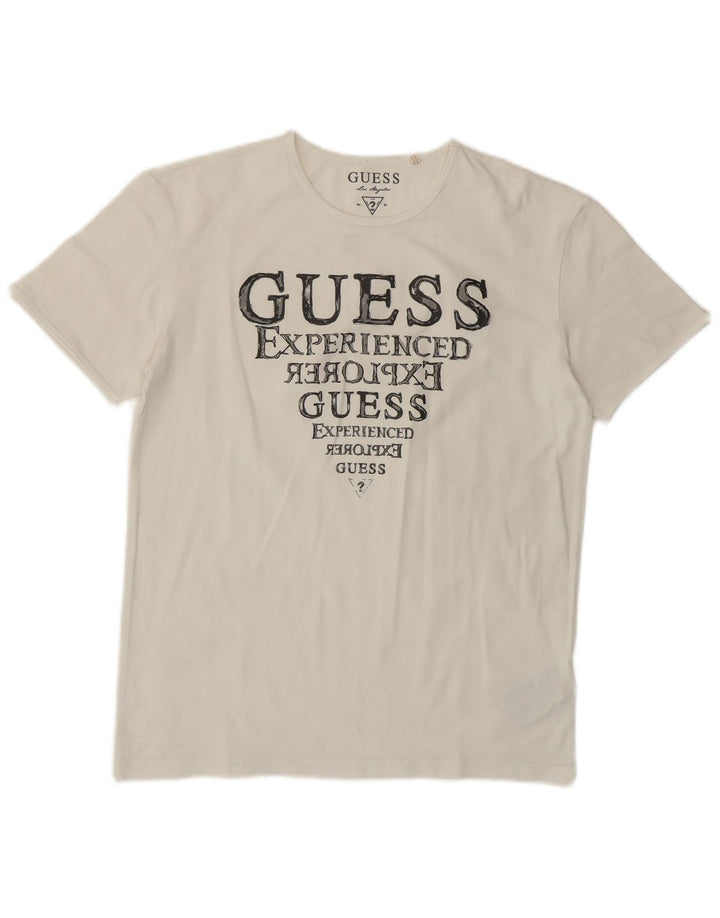 Γυναικείο γραφικό μπλουζάκι Guess Top EU 38 Medium White Cotton Classic
