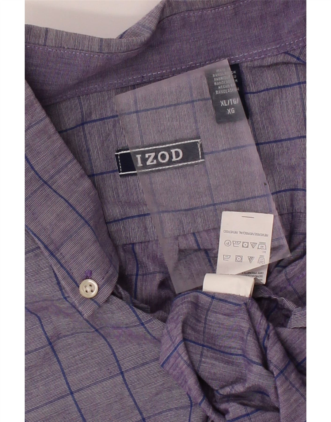 IZOD Mens Big & Tall Shirt XL Purple Check Cotton Vintage Izod and Second-Hand Izod from Messina Hembry 