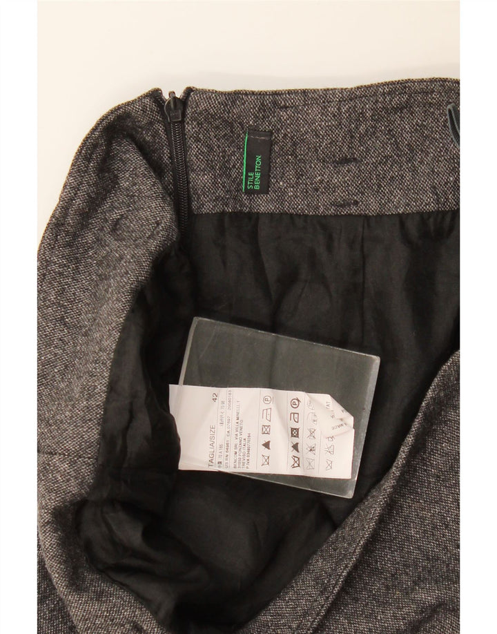 Γυναικεία ίσια φούστα Benetton IT 42 Medium W30 Γκρι μαλλί
