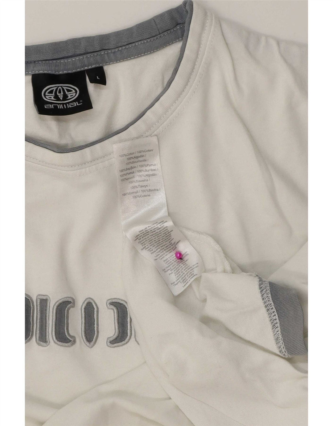 Ανδρικό Animal Graphic T-Shirt Top μεγάλο λευκό βαμβακερό