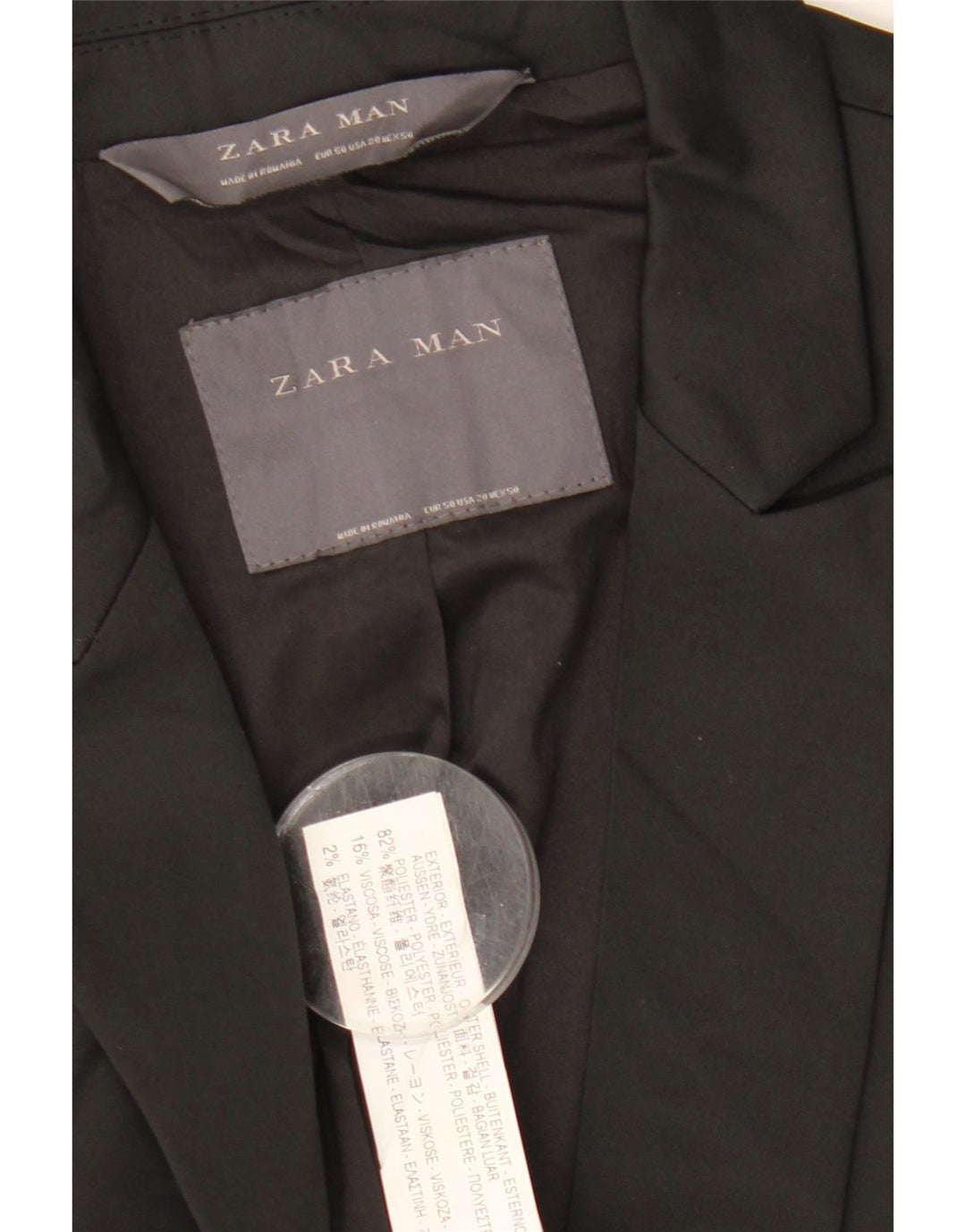 Zara Ανδρικό σακάκι μπλέιζερ με 2 κουμπιά EU 50 μεσαίο μαύρο πολυεστέρα