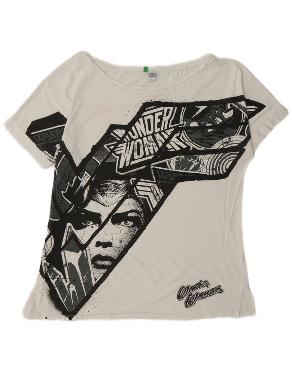 Γυναικείο γραφικό μπλουζάκι Benetton Top UK 14 Μεσαίο λευκό βαμβακερό