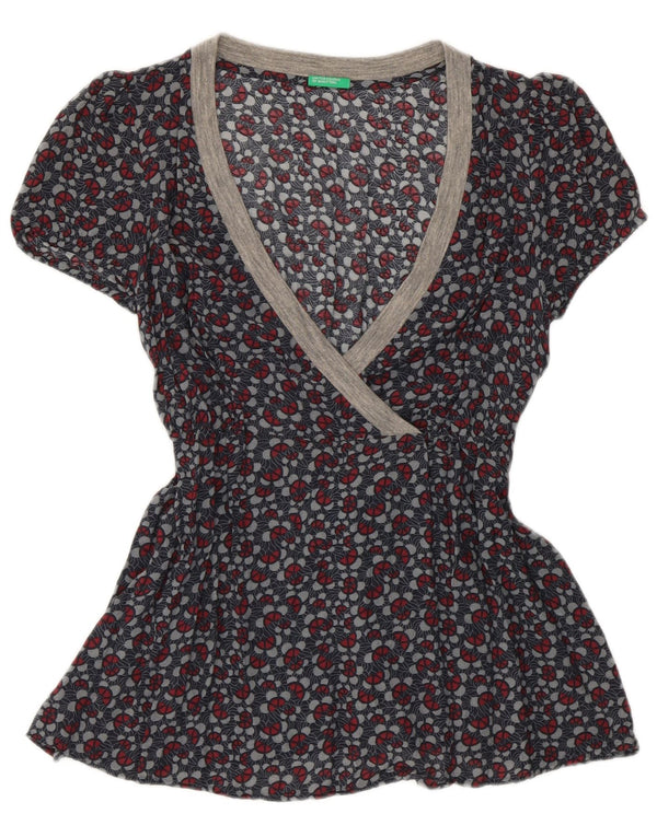 Γυναικεία μπλούζα Benetton Top UK 10 Small Grey Floral