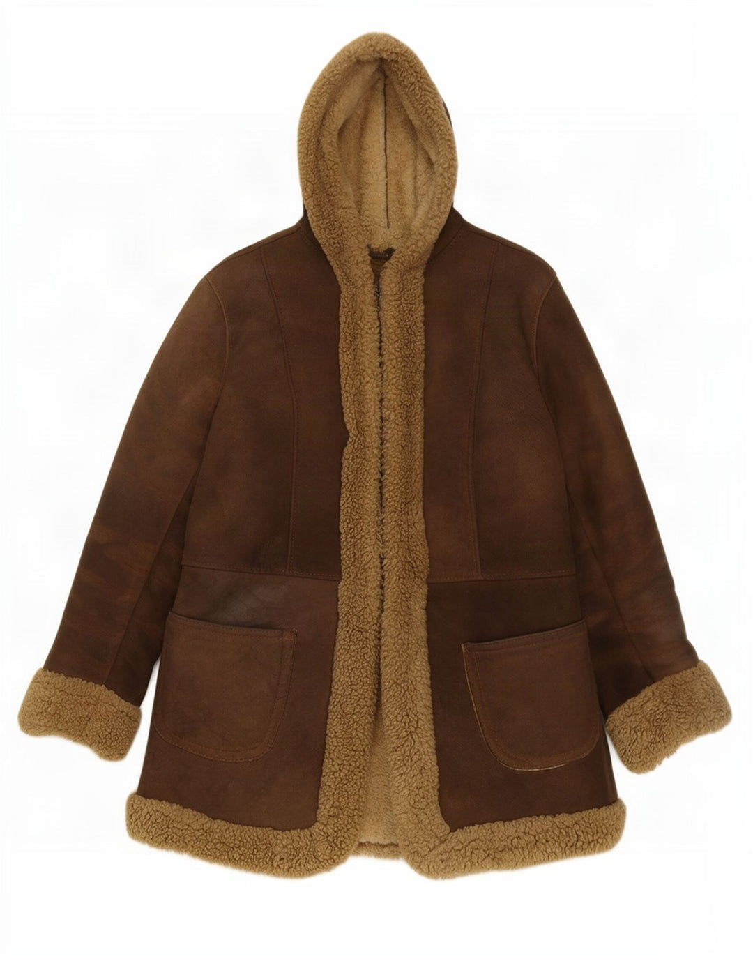 Vintage γυναικείο μπουφάν Shearling UK 10 Small Brown Leather