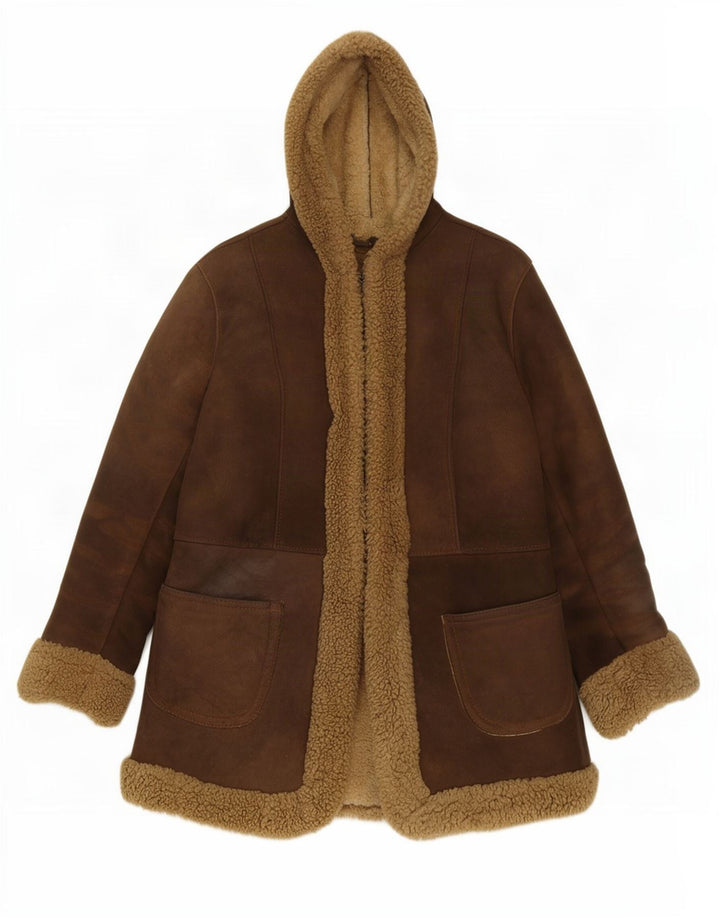 Vintage γυναικείο μπουφάν Shearling UK 10 Small Brown Leather