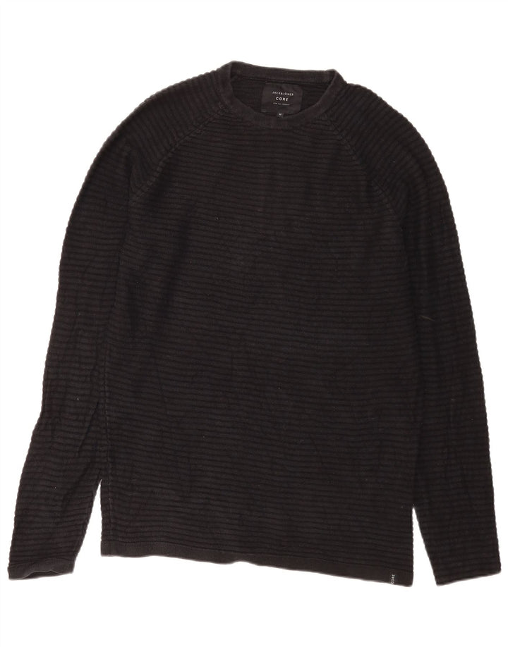 Jack & Jones Ανδρικό πουλόβερ με λαιμόκοψη, μεσαίο μαύρο βαμβακερό
