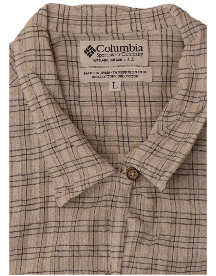 COLUMBIA Γυναικείο κοντομάνικο πουκάμισο UK 16 Large Grey Check Βαμβακερή καρδιά