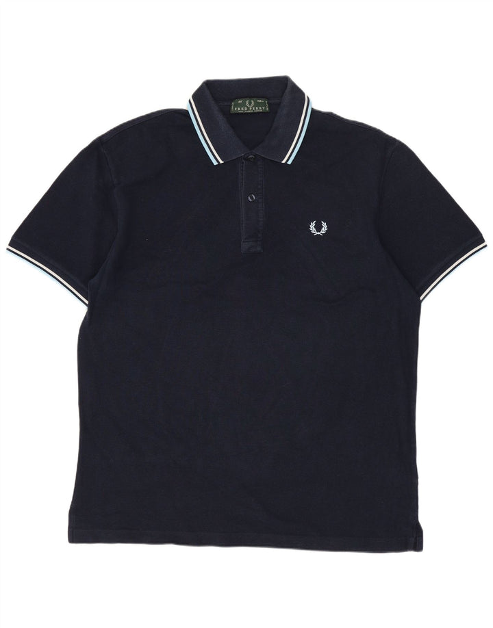 FRED PERRY Ανδρικό πουκάμισο πόλο μεσαίου μπλε βαμβακερό