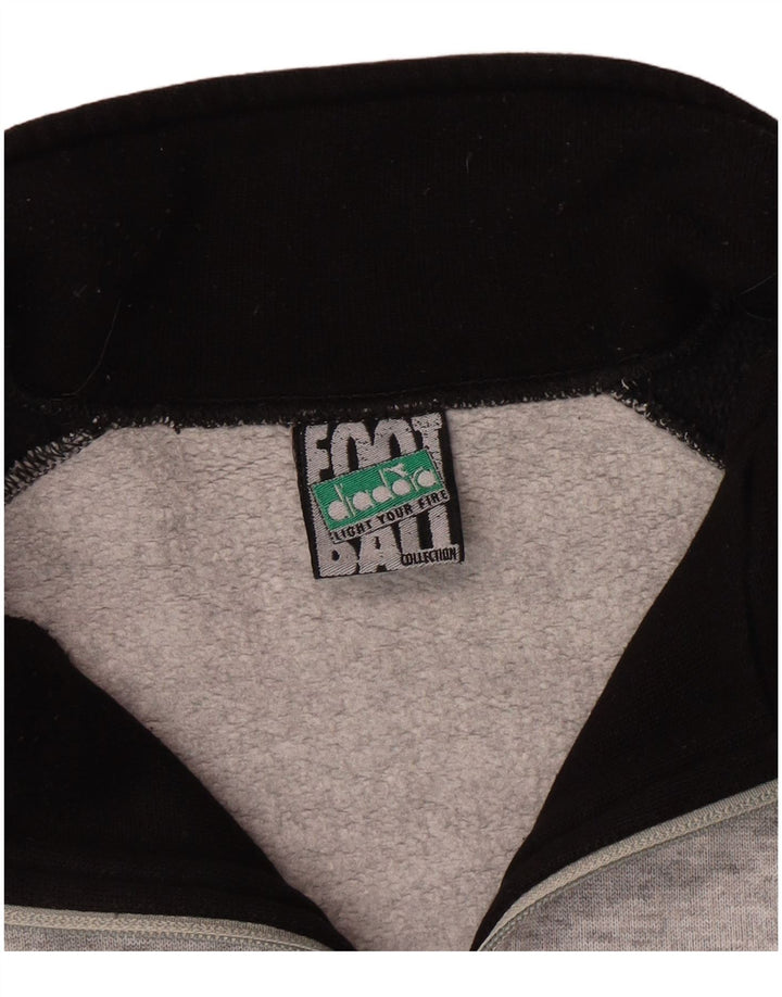 Ανδρικό φούτερ με φερμουάρ Diadora, πουκάμισο με μεγάλο γκρι χρώμα, βαμβακερό