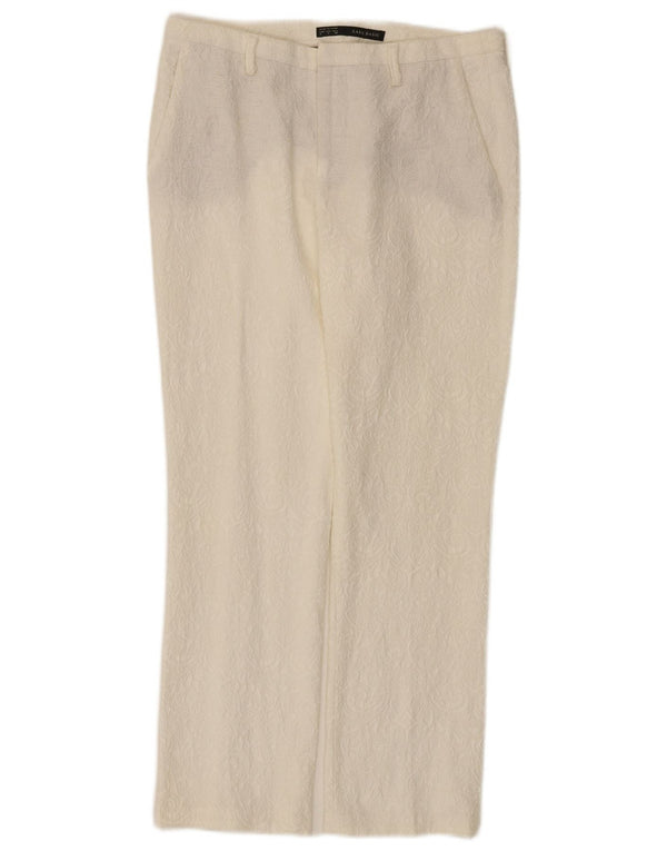 Zara Γυναικείο ίσιο παντελόνι Chino Small W27 L26 White Floral Βαμβακερό