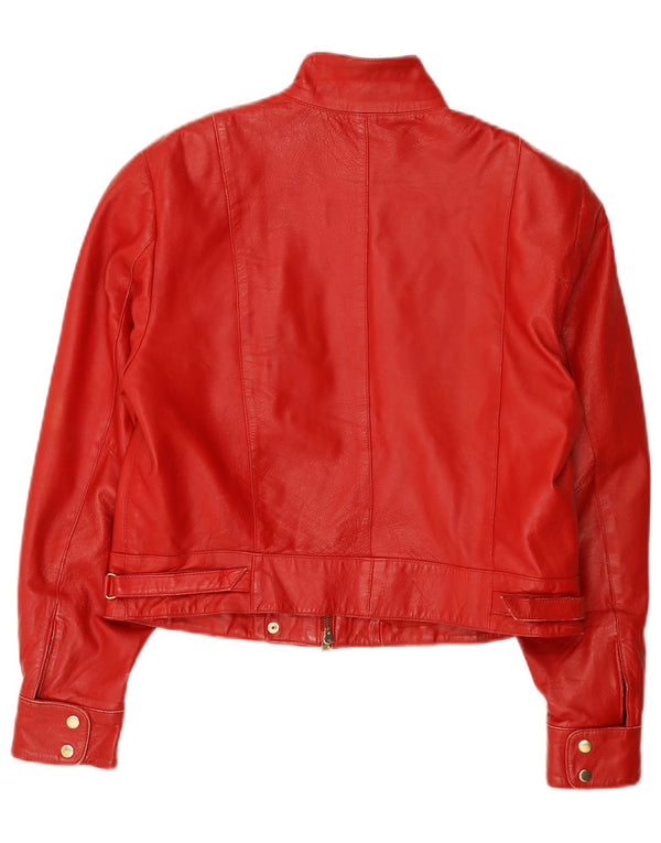 Yuppie Γυναικείο Crop Δερμάτινο Μπουφάν EU 40 Medium Red