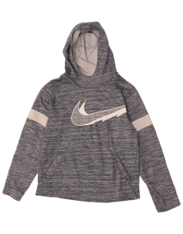 Nike Girls Dri Fit Graphic Hoodie Jumper 13-14 Years XL Blue Flecked