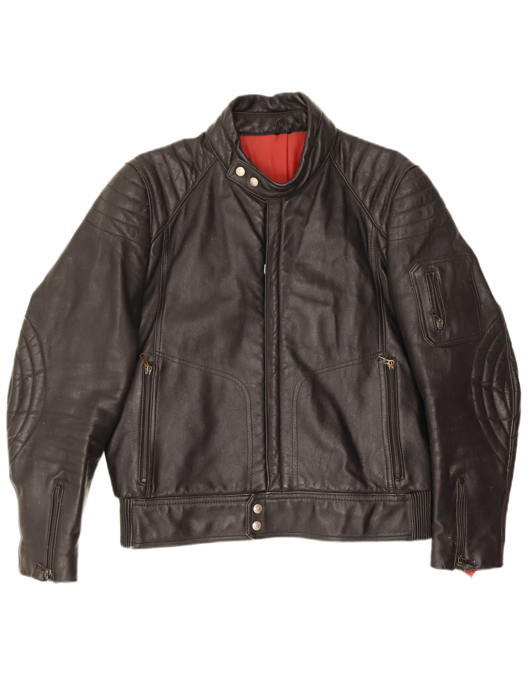 Harro Mens Motorstyle Leather Racer Jacket EU 54 2XL Black Leather