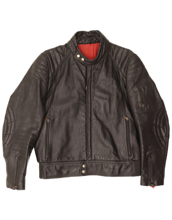 Harro Mens Motorstyle Leather Racer Jacket EU 54 2XL Black Leather