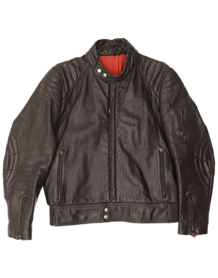 Harro Mens Motorstyle Leather Racer Jacket EU 54 2XL Black Leather