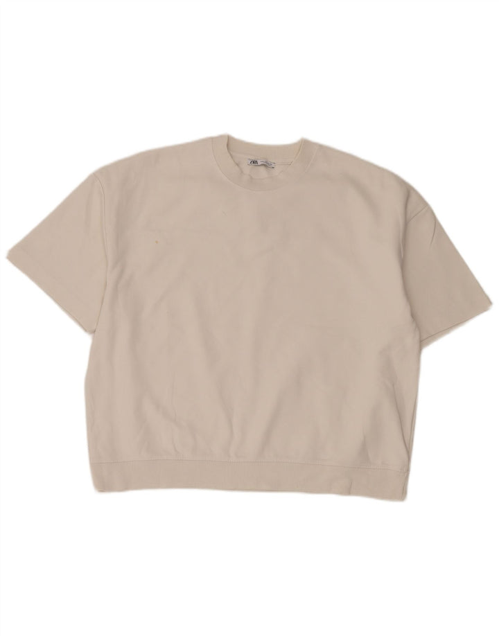 Zara Ανδρικό T-Shirt Oversized Μπλουζάκι από μεσαίο λευκό βαμβακερό