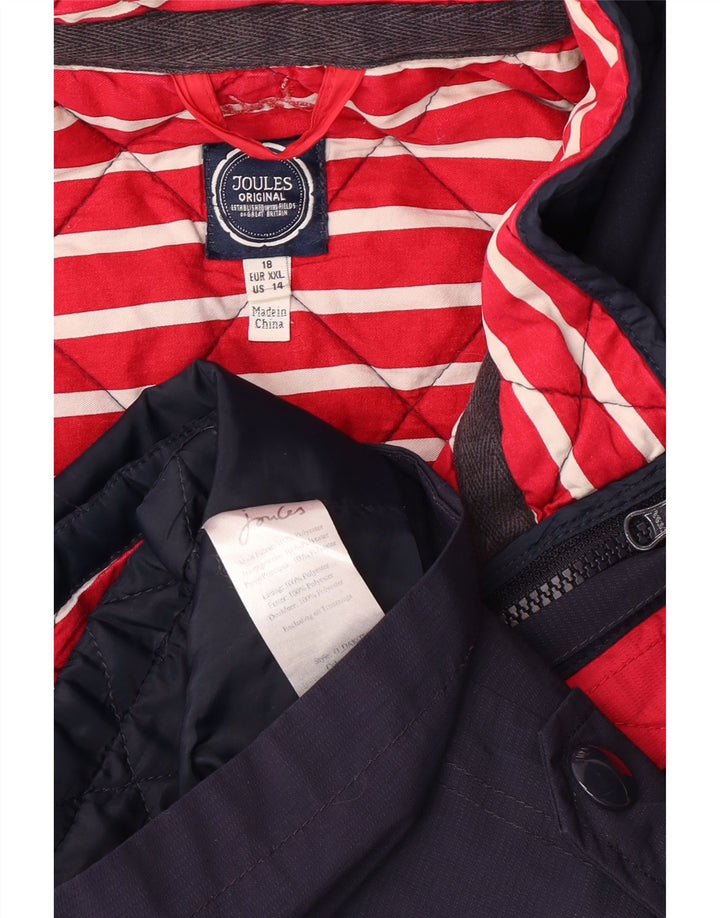 JOULES Γυναικείο μπουφάν με κουκούλα αντιανεμικό UK 18 XL Navy Blue ριγέ