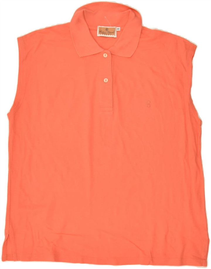 CONTE OF FLORENCE Womens Sleeveless Polo Shirt IT 46 Large Orange Cotton | Vintage Conte of Florence | Thrift | Second-Hand Conte of Florence | Used Clothing | Messina Hembry 