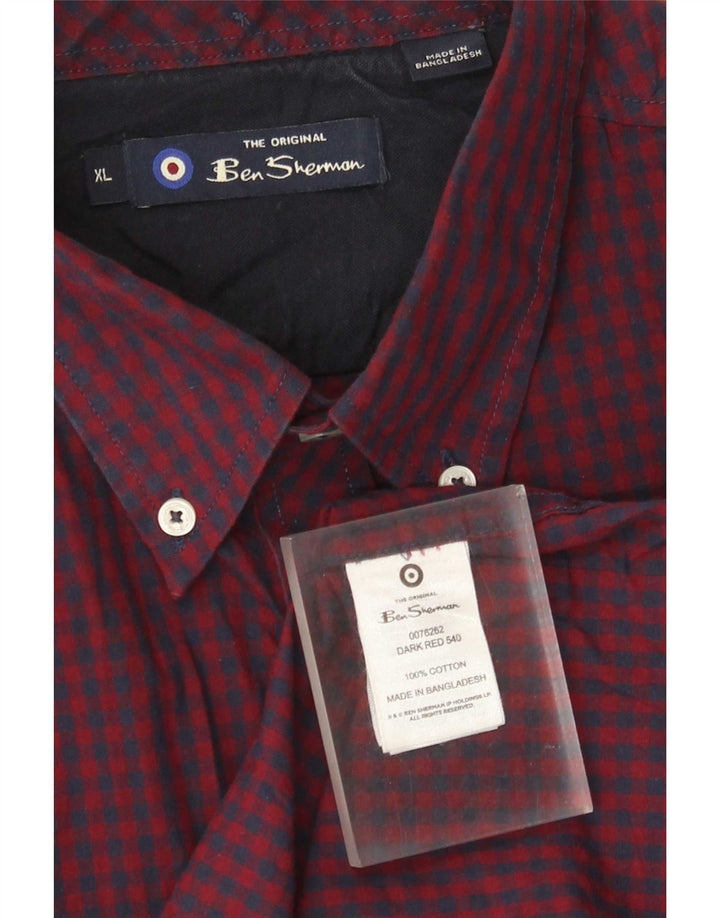 Ανδρικό πουκάμισο Ben Sherman XL Κόκκινο βαμβακερό Gingham