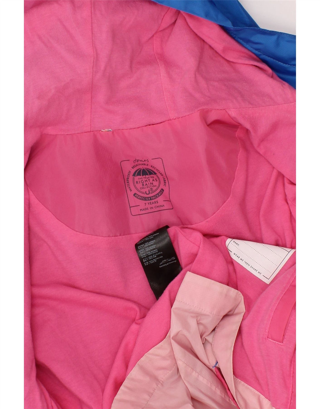 Joules Girls Hooded Rain Jacket 6-7 Years Πολύχρωμο Colourblock