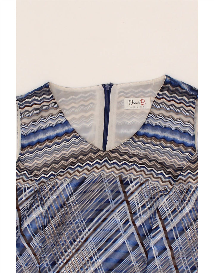 VINTAGE Womens Sleeveless A-Line Dress UK 8 Small Blue Check Polyester Vintage Vintage and Second-Hand Vintage from Messina Hembry 