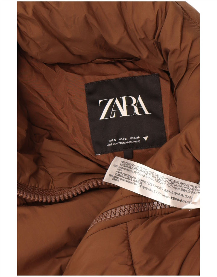 Zara Γυναικείο Γυναικείο Παλτό UK 10 Small Brown Nylon