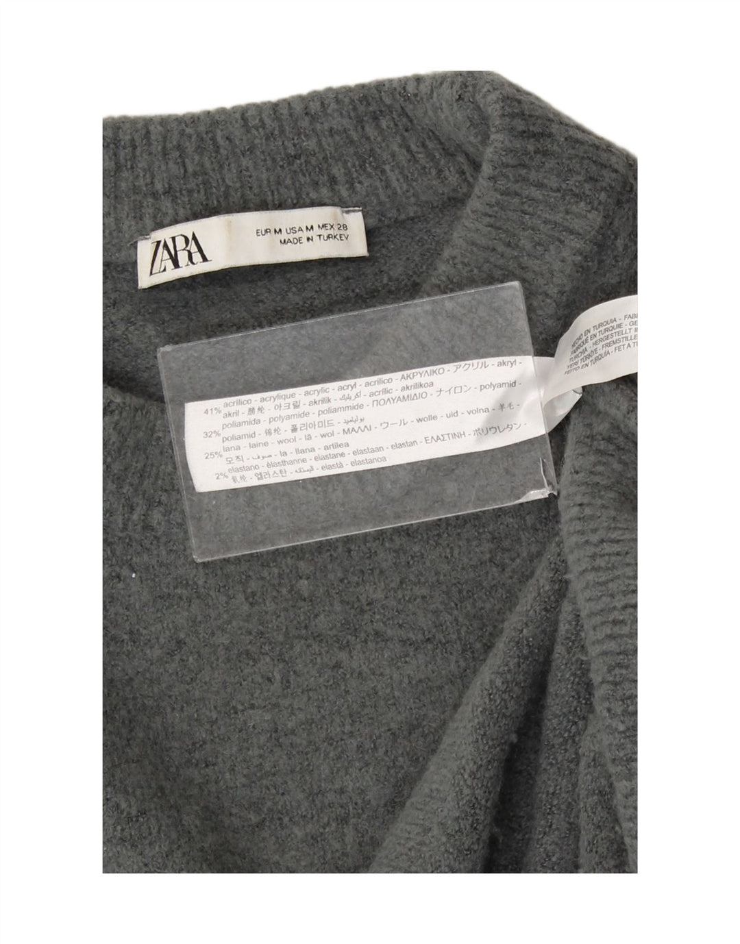 Zara γυναικείο πουλόβερ υπερμεγέθη Crew Neck Jumper UK 14 Medium Grey Acrylic