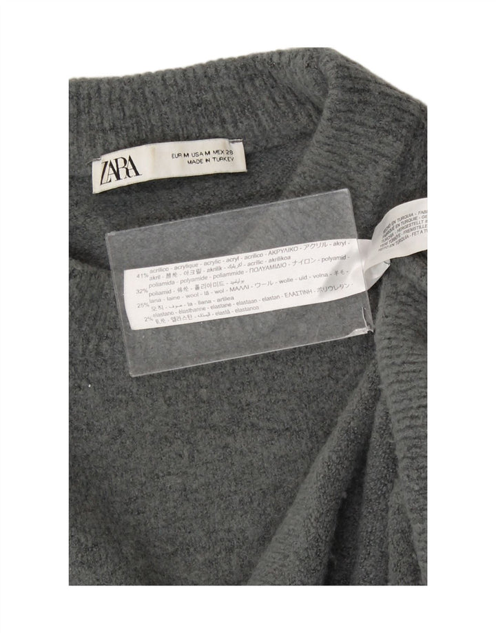 Zara γυναικείο πουλόβερ υπερμεγέθη Crew Neck Jumper UK 14 Medium Grey Acrylic