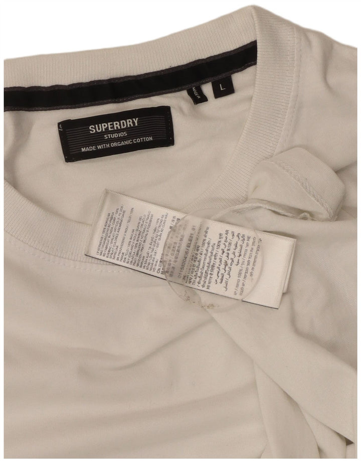 Ανδρικό μπλουζάκι Superdry Top μεγάλο λευκό βαμβακερό