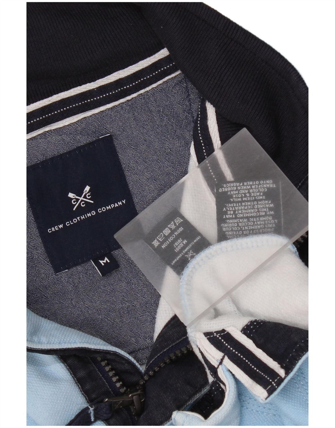 Ανδρικό φούτερ με φερμουάρ Crew Clothing, μεσαίο μπλε βαμβακερό