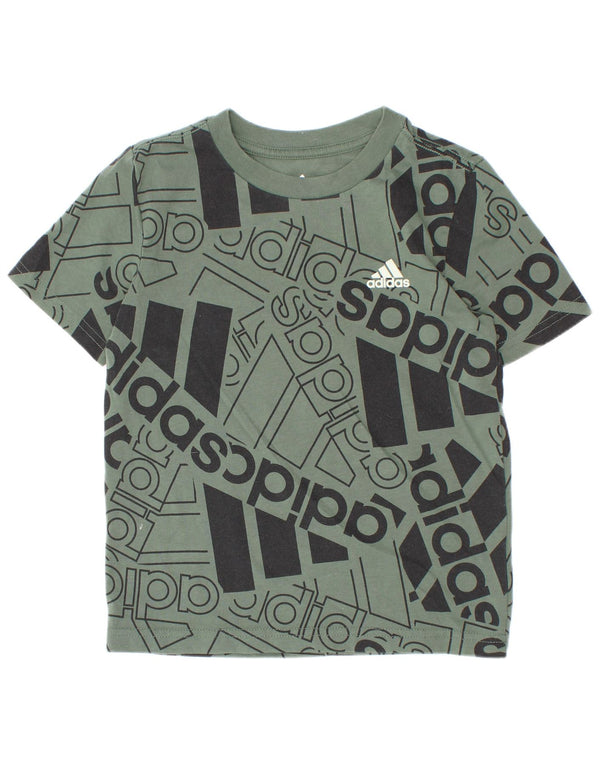 Γραφικό μπλουζάκι Adidas Boys Regular Fit Top 4-5 ετών Πράσινο βαμβακερό