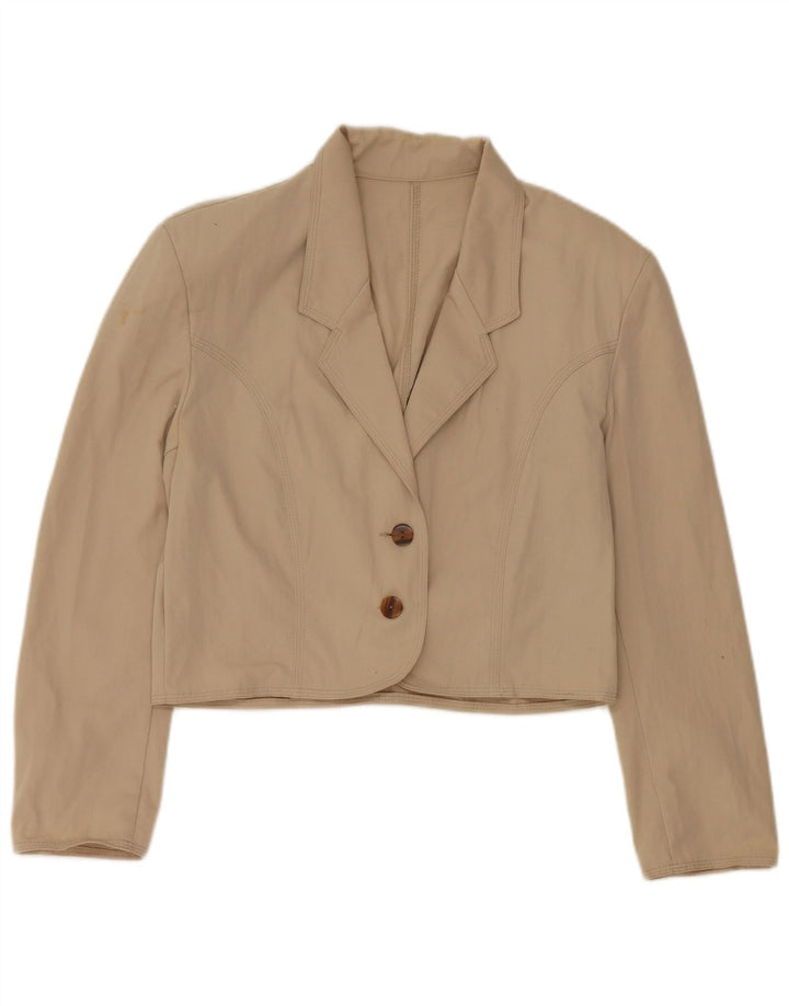 Stefanel Γυναικείο σακάκι blazer 2 κουμπιών UK 16 Large Beige Polyester