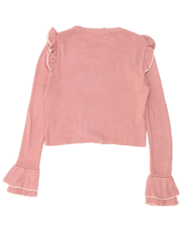 Topshop Γυναικείο Crop Top μακρυμάνικο UK 10 Small Pink Viscose