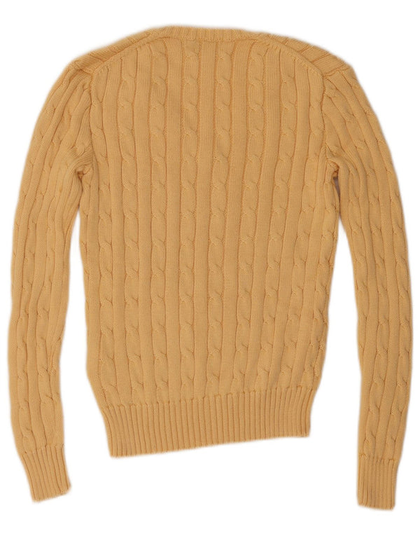 Polo Ralph Lauren γυναικείο πουλόβερ με λαιμόκοψη με V λαιμόκοψη UK 6 XS κίτρινο βαμβακερό