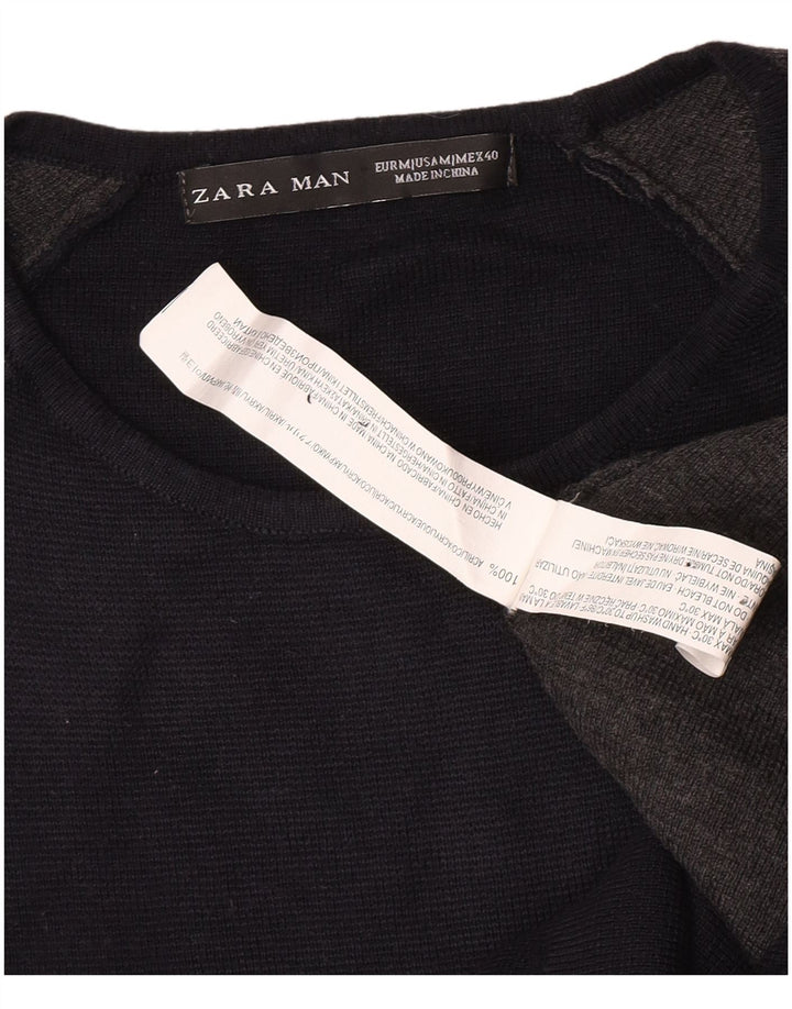 Ανδρικό μπλουζάκι Zara με μακρυμάνικο μεσαίο μπλε ναυτικό χρώμα ακρυλικό