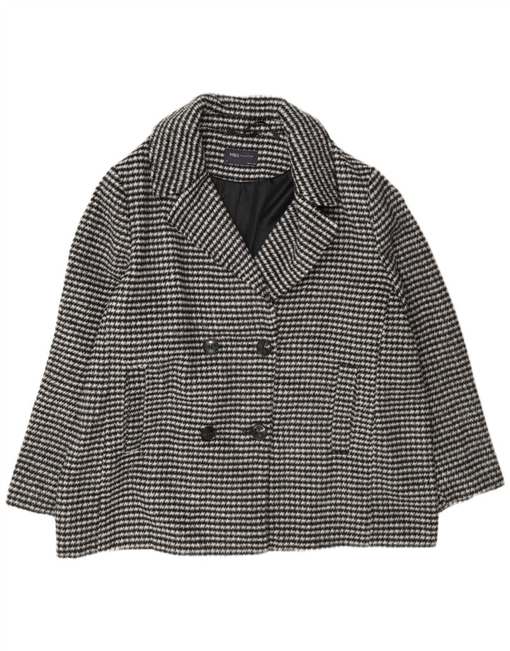 Marks & Spencer Γυναικείο παλτό μπιζελιού UK 24 4XL Μαύρος πολυεστέρας Houndstooth