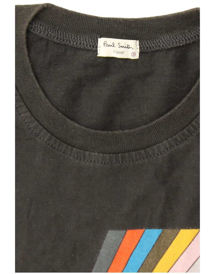PAUL SMITH Ανδρικό γραφικό T-Shirt Top Μικρό μαύρο βαμβακερό