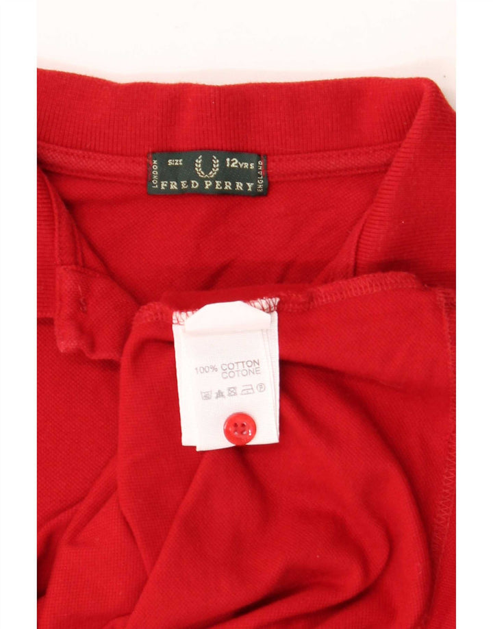 Fred Perry Boys Polo πουκάμισο 11-12 ετών κόκκινο βαμβακερό