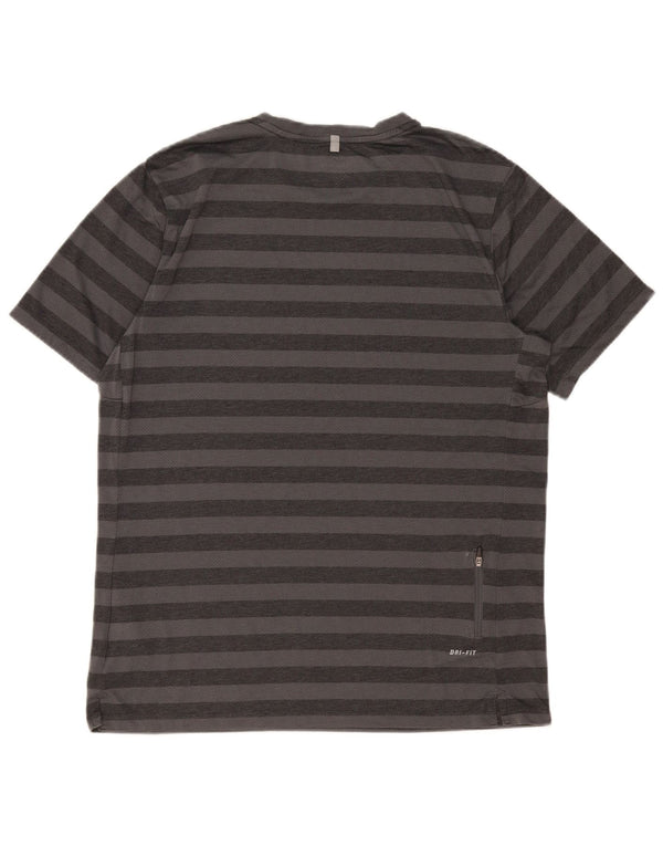Ανδρικό μπλουζάκι Nike Dri Fit Top μεγάλο γκρι ριγέ πολυεστέρα
