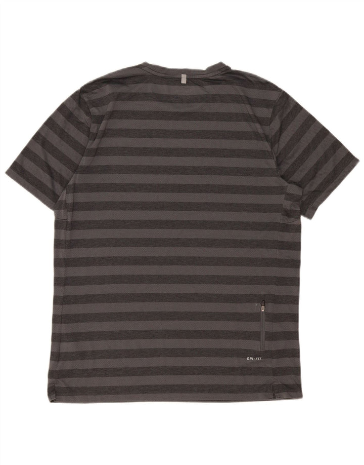 Ανδρικό μπλουζάκι Nike Dri Fit Top μεγάλο γκρι ριγέ πολυεστέρα