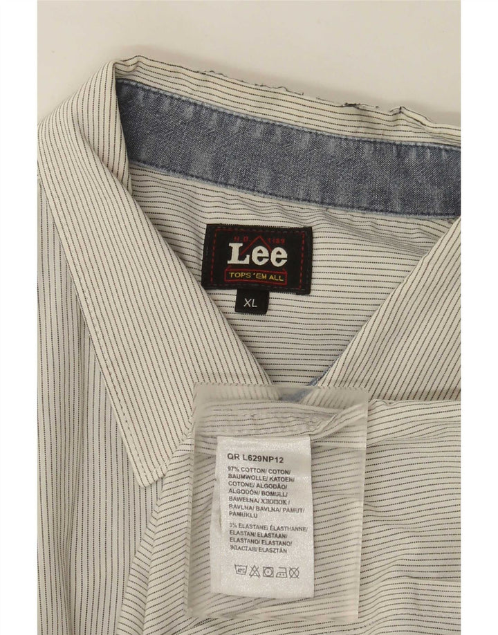 Ανδρικό πουκάμισο Lee XL Λευκό βαμβακερό ρίγες
