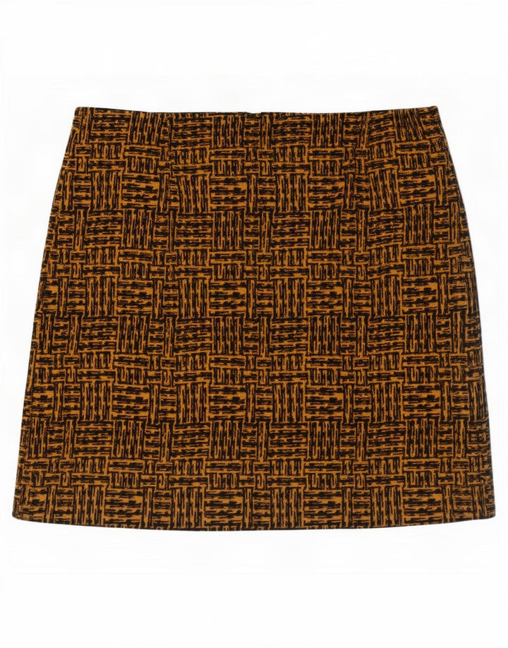Marks & Spencer Γυναικεία Μίνι Φούστα UK 14 Μεγάλη W36 καφέ γεωμετρικός πολυεστέρας