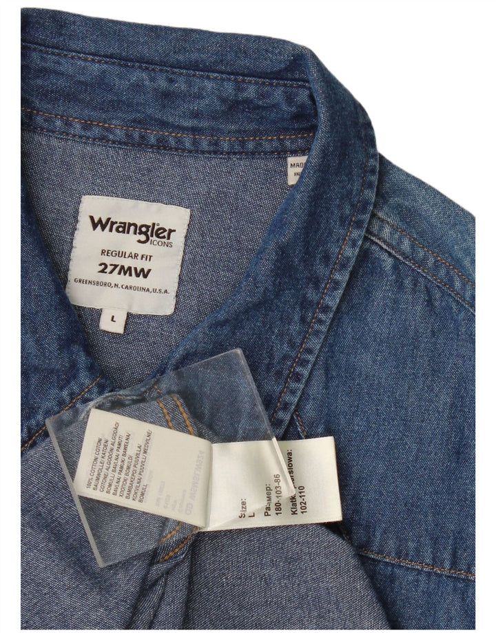 Ανδρικό τζιν πουκάμισο Wrangler με κανονική εφαρμογή, μεγάλο μπλε βαμβακερό
