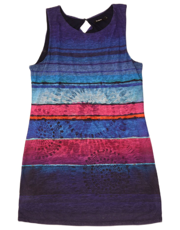 Desigual Γυναικείο γραφικό μπλουζάκι UK 18 XL πολύχρωμο ριγέ