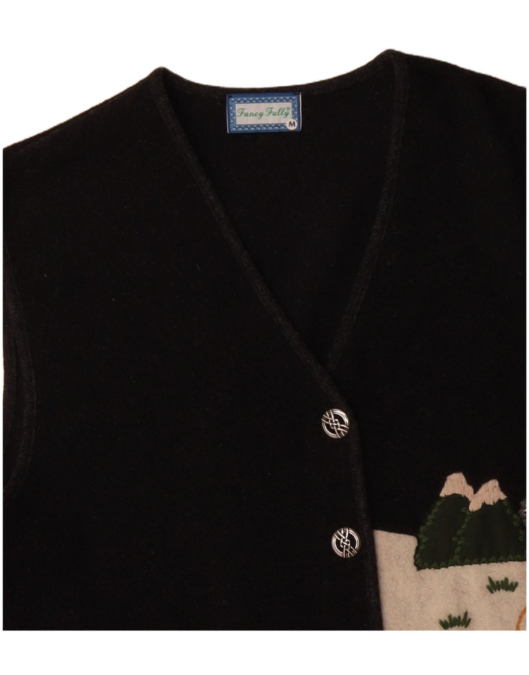 Fancy Fully Womens Graphic Gilet UK 14 Medium Grey Colourblock Wool