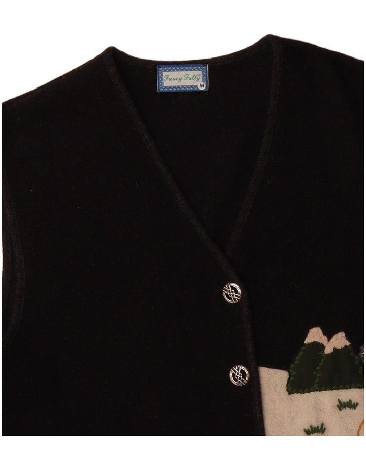 Fancy Fully Womens Graphic Gilet UK 14 Medium Grey Colourblock Wool