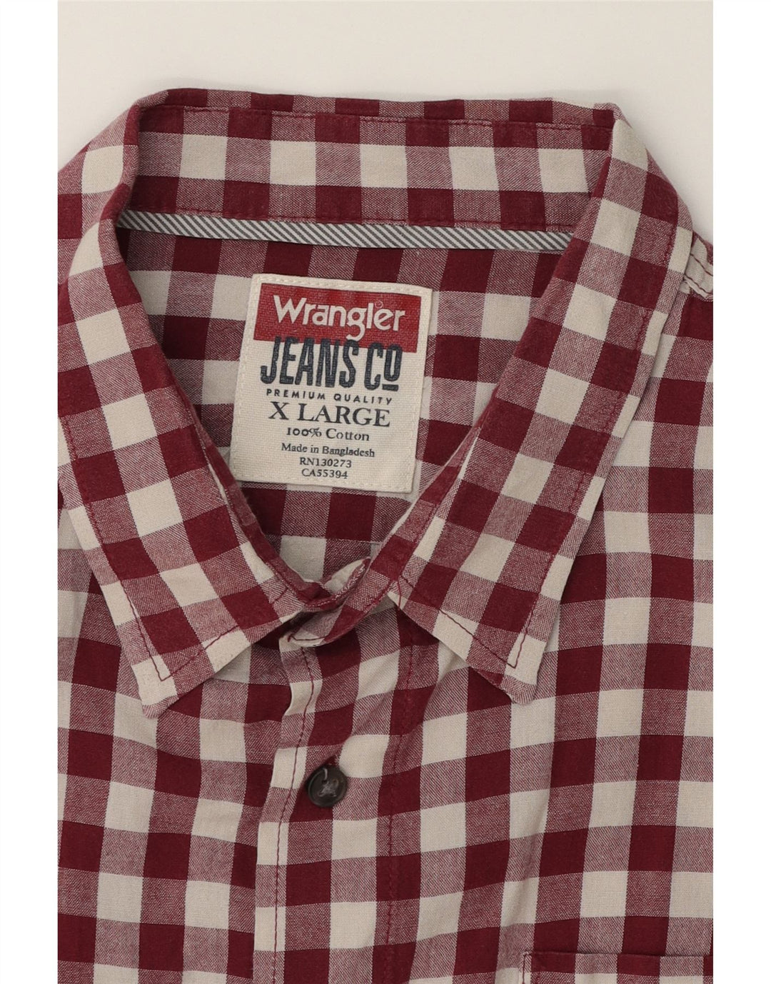WRANGLER Mens Shirt XL Maroon Check Cotton Vintage Wrangler and Second-Hand Wrangler from Messina Hembry 