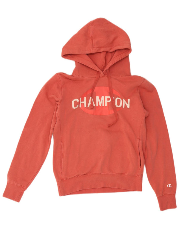 Champion Womens Graphic Hoodie Jumper UK 6 XS Red