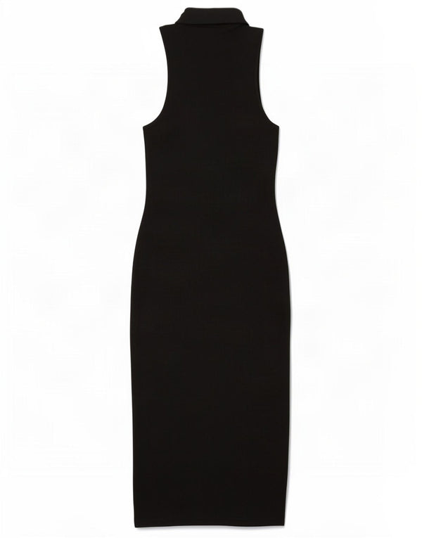 Zara Γυναικείο Αμάνικο Jumper Φόρεμα UK 12 Μεσαίο μαύρο βαμβακερό