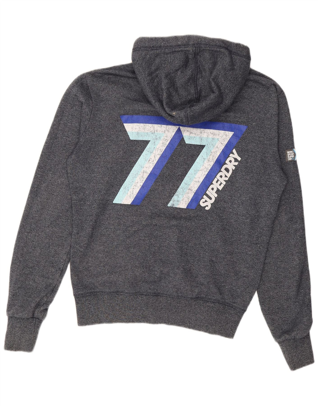 Ανδρικό πουλόβερ με κουκούλα με φερμουάρ SUPERDRY Μεσαίο μπλε βαμβακερό